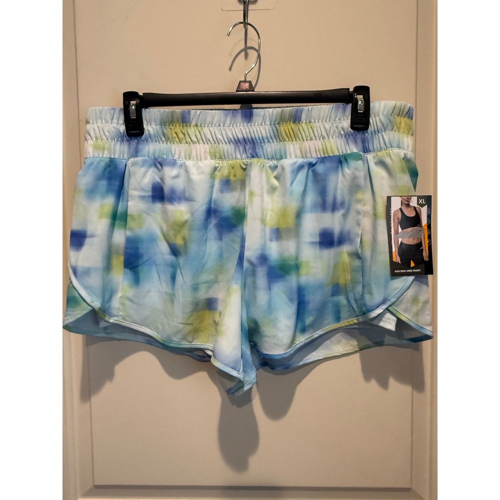 Avia Women's Bike Liner Short Size XL Blue/Green NWT Pockets